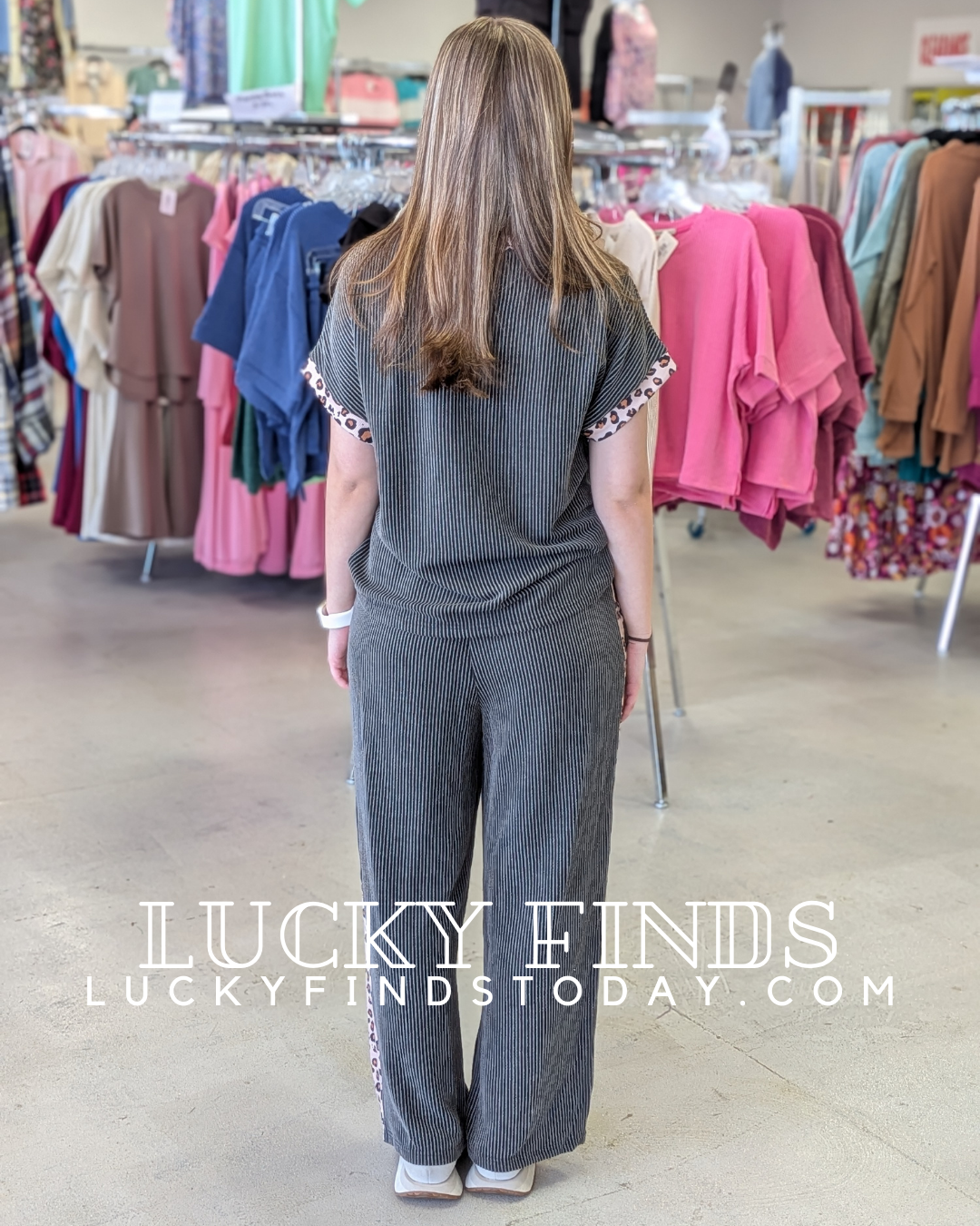 Amazing Leopard Trim Pants Set D1689