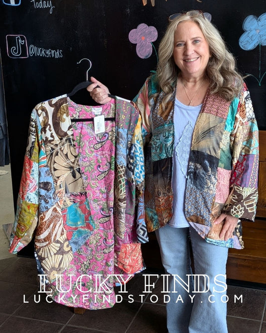 Vintage Patchwork Open Cardigan A352