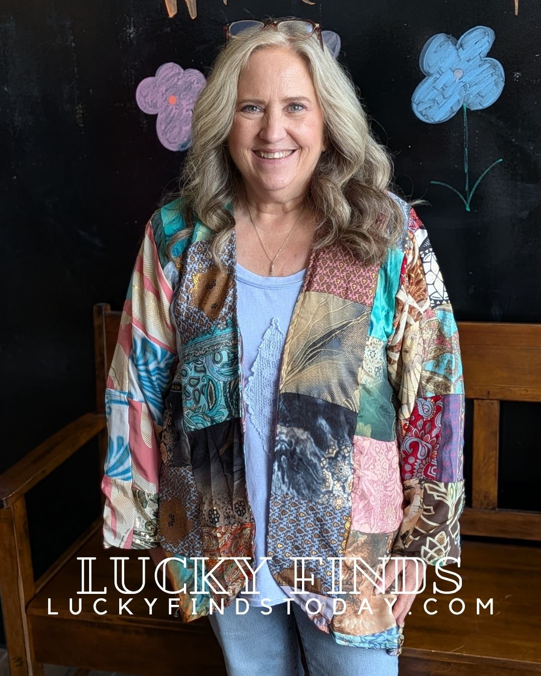 Vintage Patchwork Open Cardigan A352