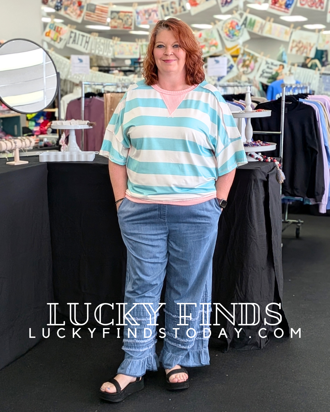 Vintage Ruffled Chambray Pants D1711