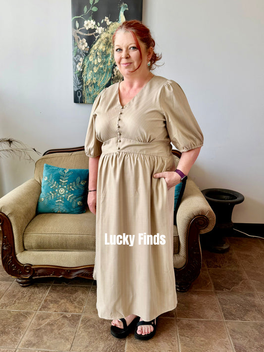 Dreamy Pinstripe Curvy Maxi W361