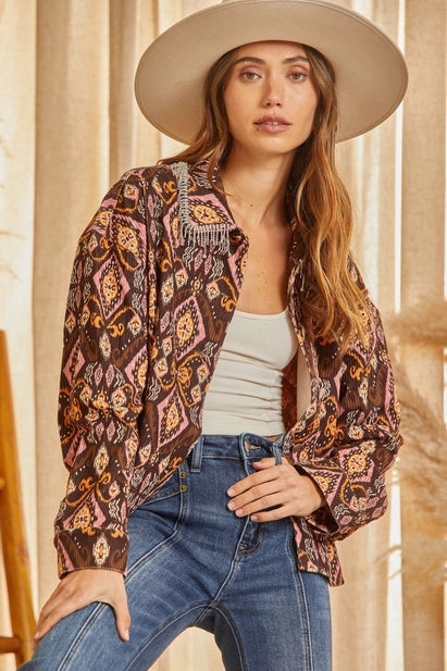 Rhinestone Aztec Jacket Two 8187 Final Sale