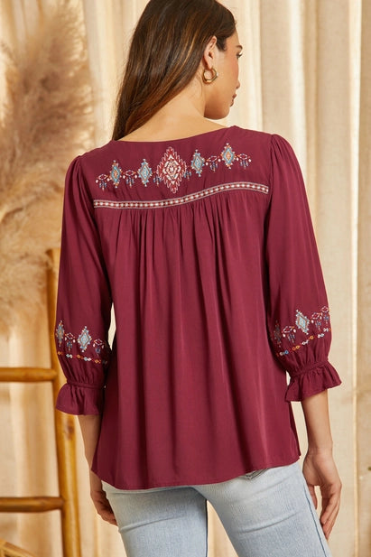 Sweet Embroidery Babydoll Top 8188
