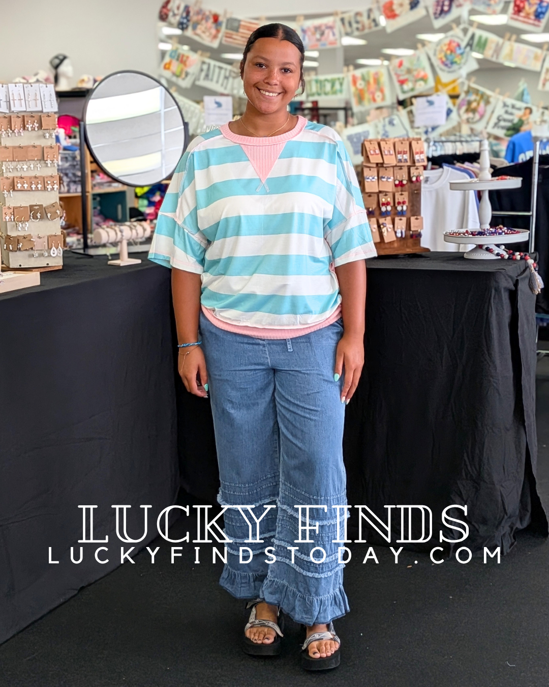 Vintage Ruffled Chambray Pants D1711