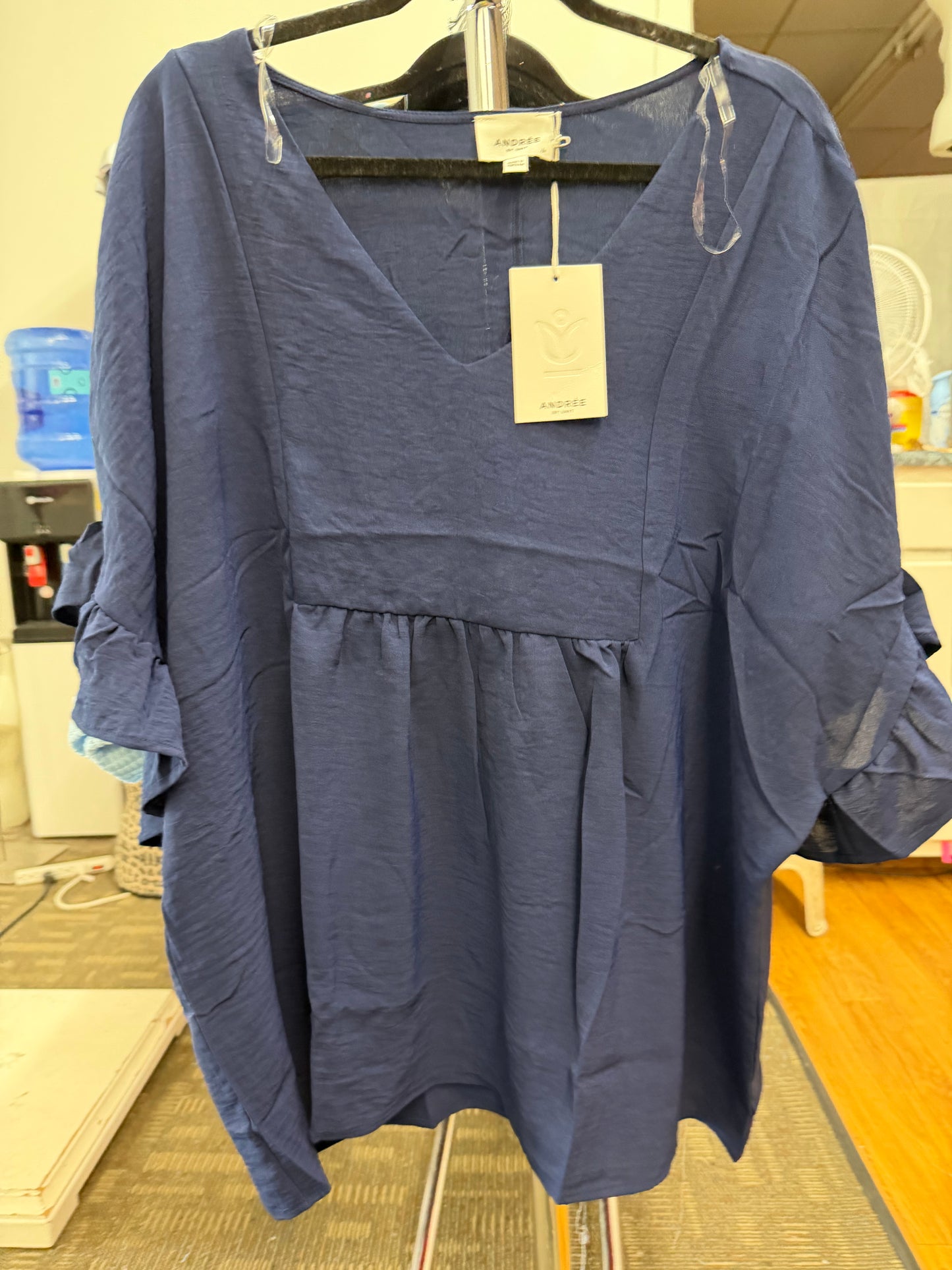 Casual Ruffle Sleeves Curvy Top A290