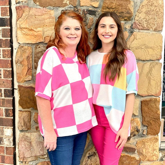 Summertime Comfy Checker Top 8493