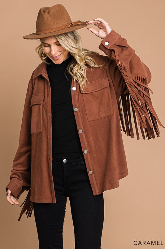 Adorable Fringe Shacket 8503