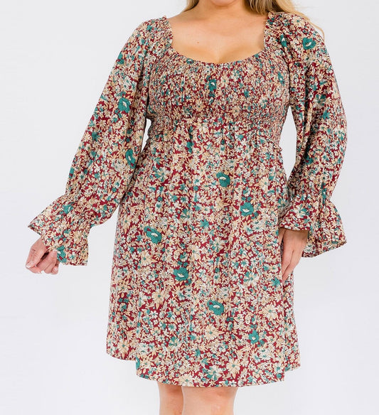 Woodland Floral Curvy Dress 8655