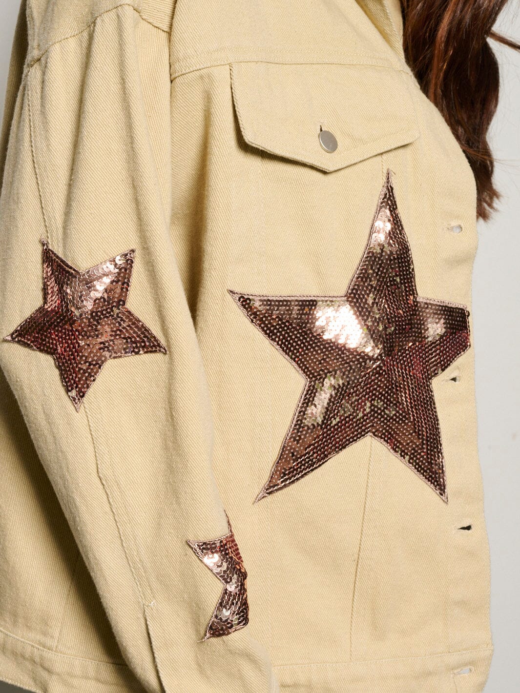 Amazing Sequin Star Denim Jacket 8669