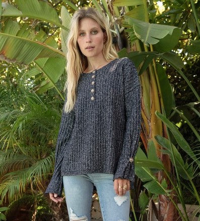 Sweet Basic Henley Sweater 8708