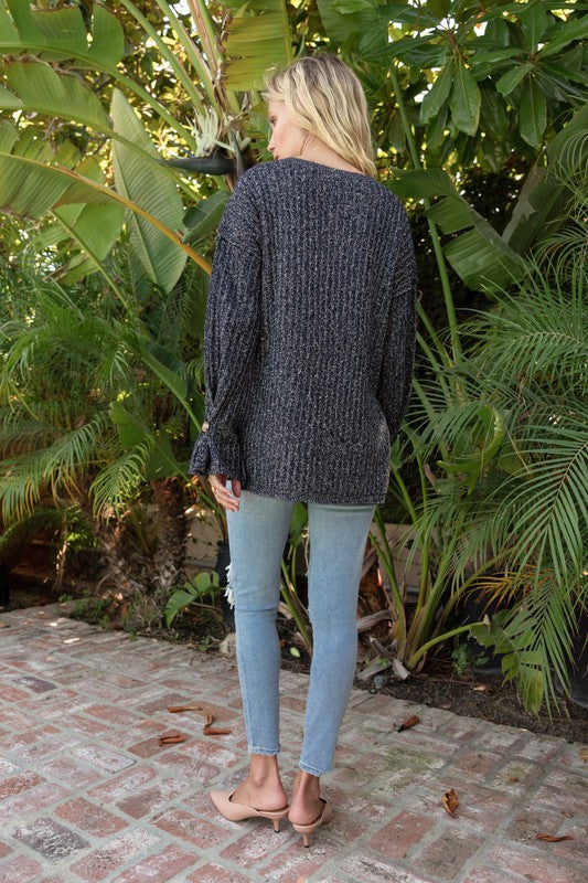 Sweet Basic Henley Sweater 8708