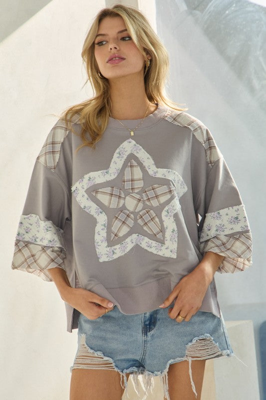 Ravishing Curvy Star Patch Top 8801