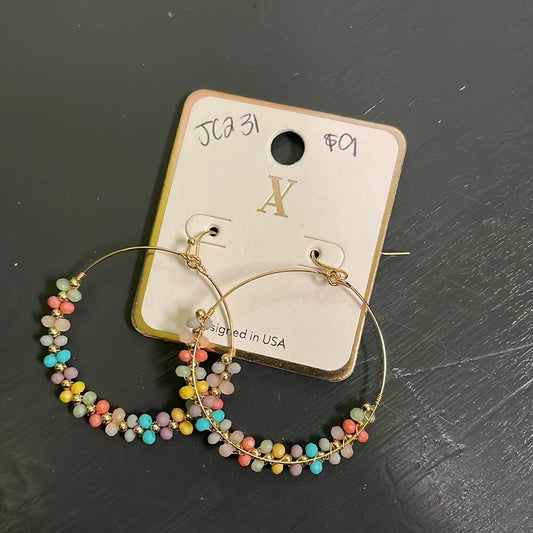 Pastel stone hoop earrings JC231