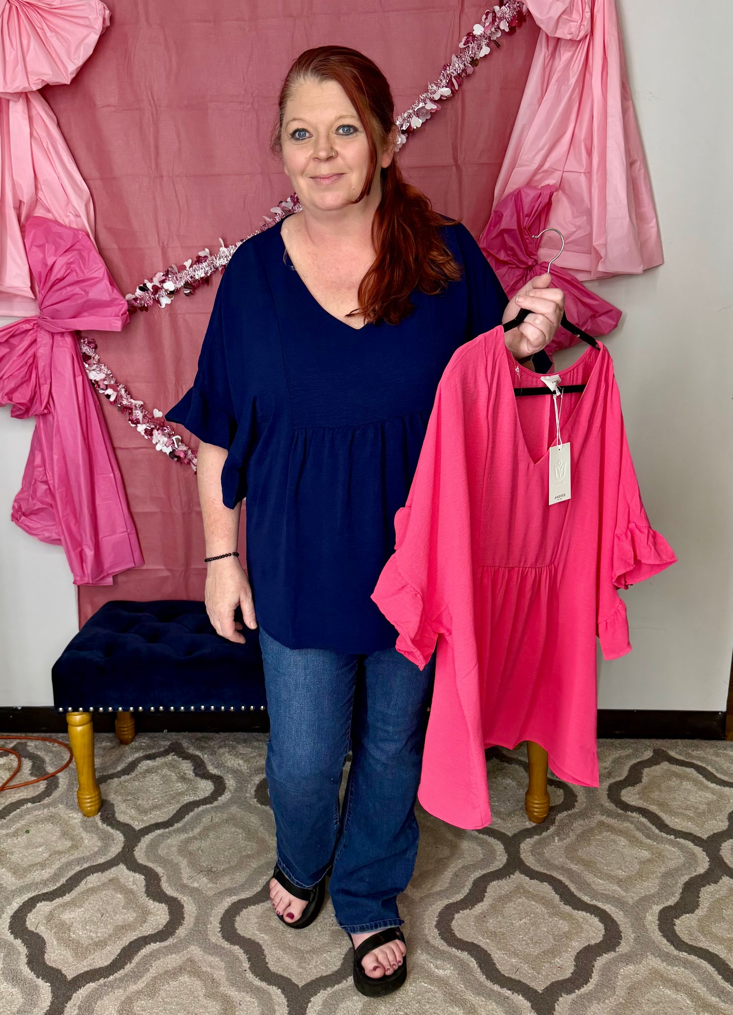Casual Ruffle Sleeves Curvy Top A290