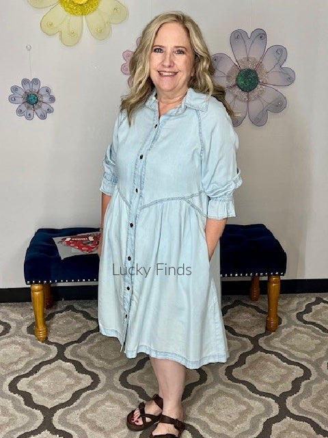 Vintage Chambray Denim Dress 9034