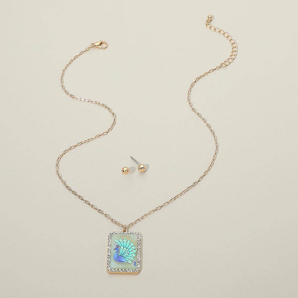 Peacock Frame Pendant Necklace