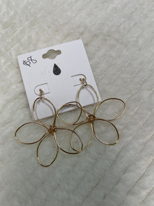 JV463 gold wire flower earrings