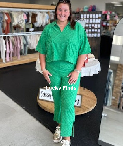 Young & Cute Checker Pants Set A227 Final Sale