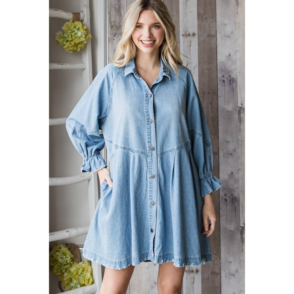 Vintage Denim Shirt Dress A230