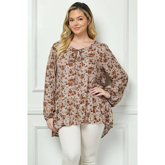 Rustic Curvy Peplum Tunic Top A231