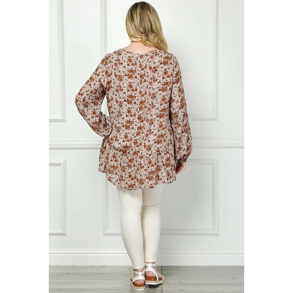 Rustic Curvy Peplum Tunic Top A231