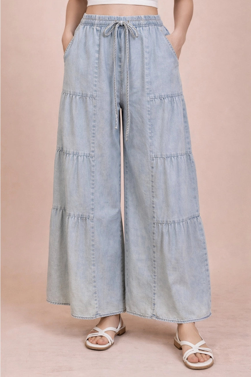 My Chambray Wide Leg Pants A261
