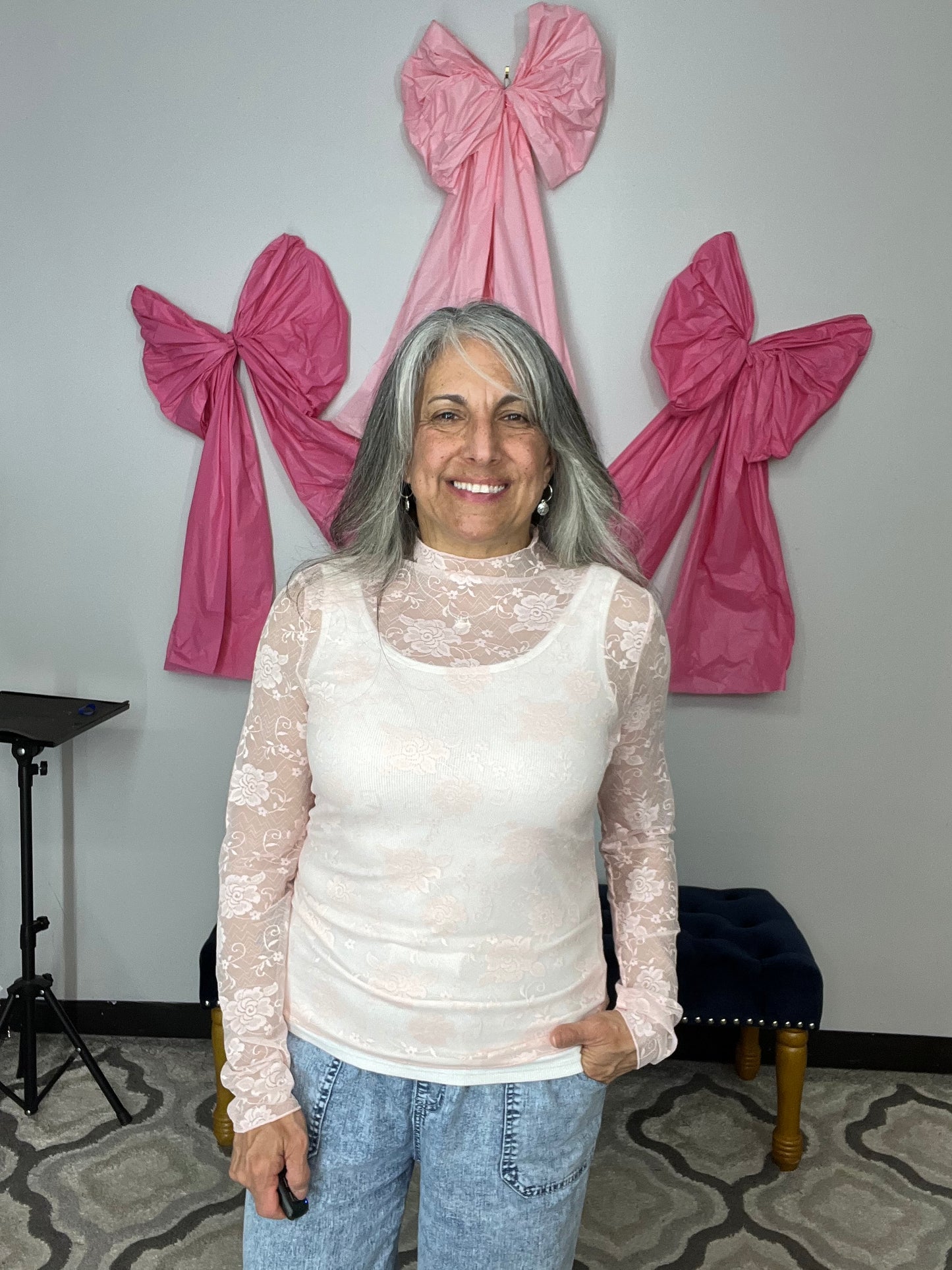 Fancy Floral Lace Mesh Top D1663