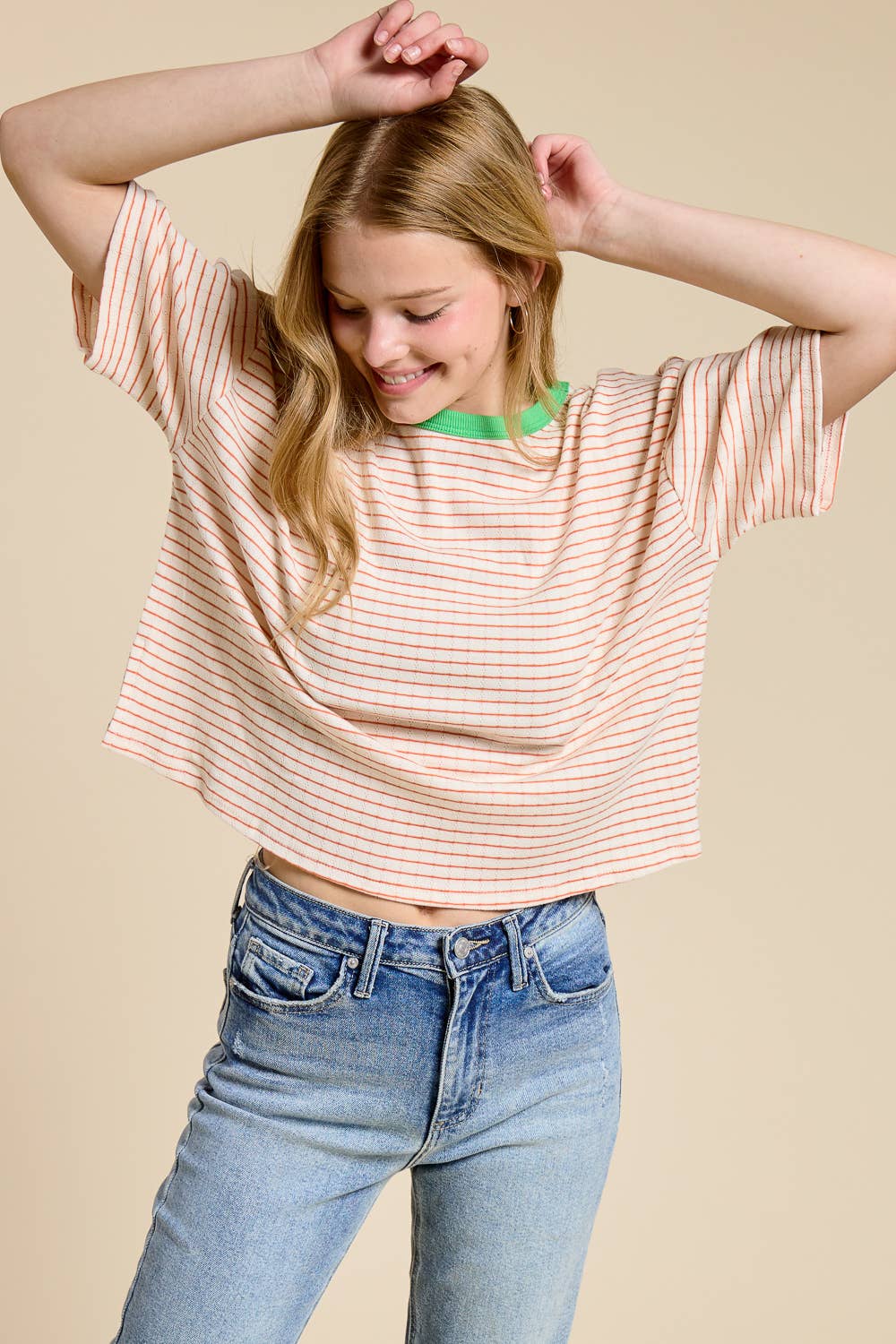 Vintage Retro Stripe Ringer Tee A281