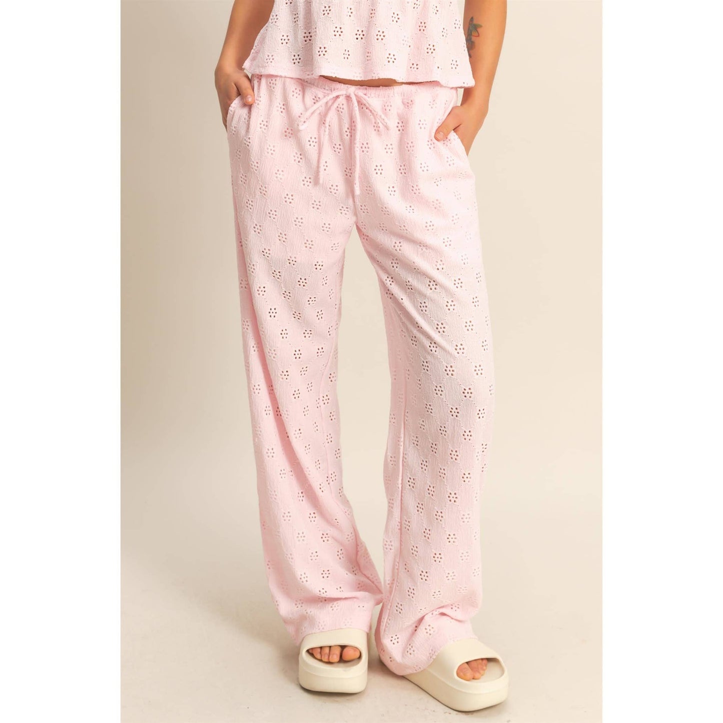 Fancy Eyelet Knit Pants A291 Final Sale