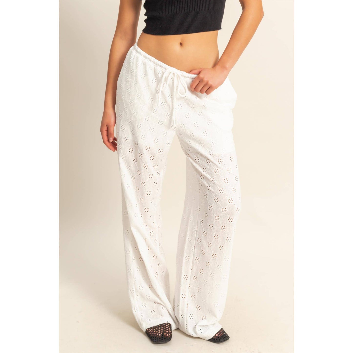 Fancy Eyelet Knit Pants A291 Final Sale