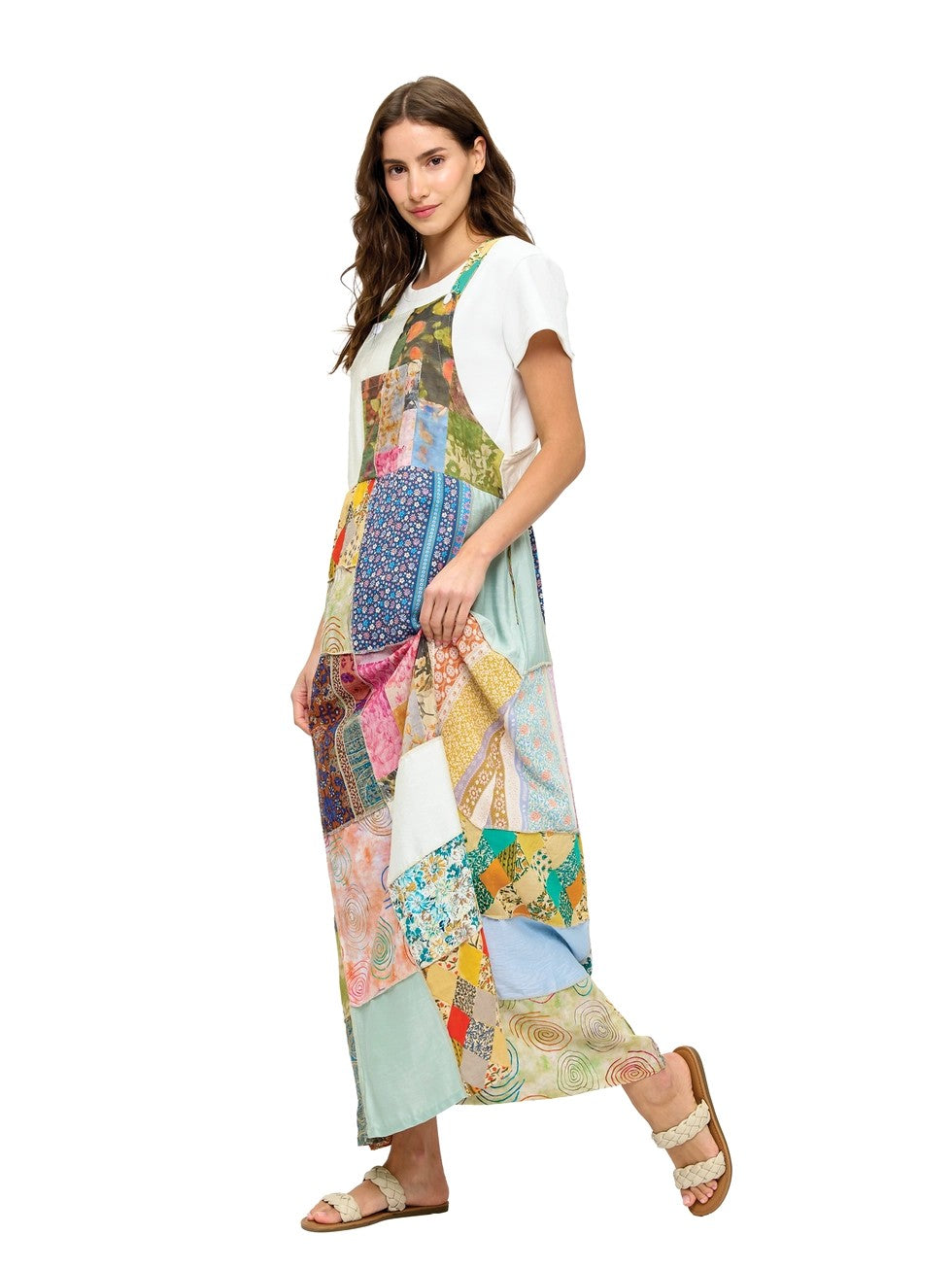 Boho Patchwork Overall Maxi Dress A298