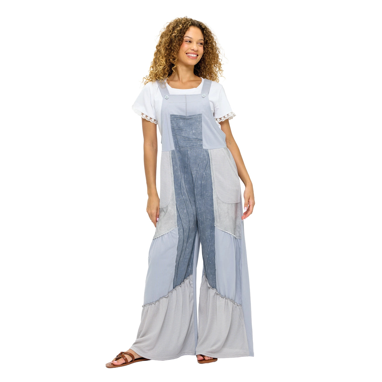 Vintage Washed Ruffled Overall A299