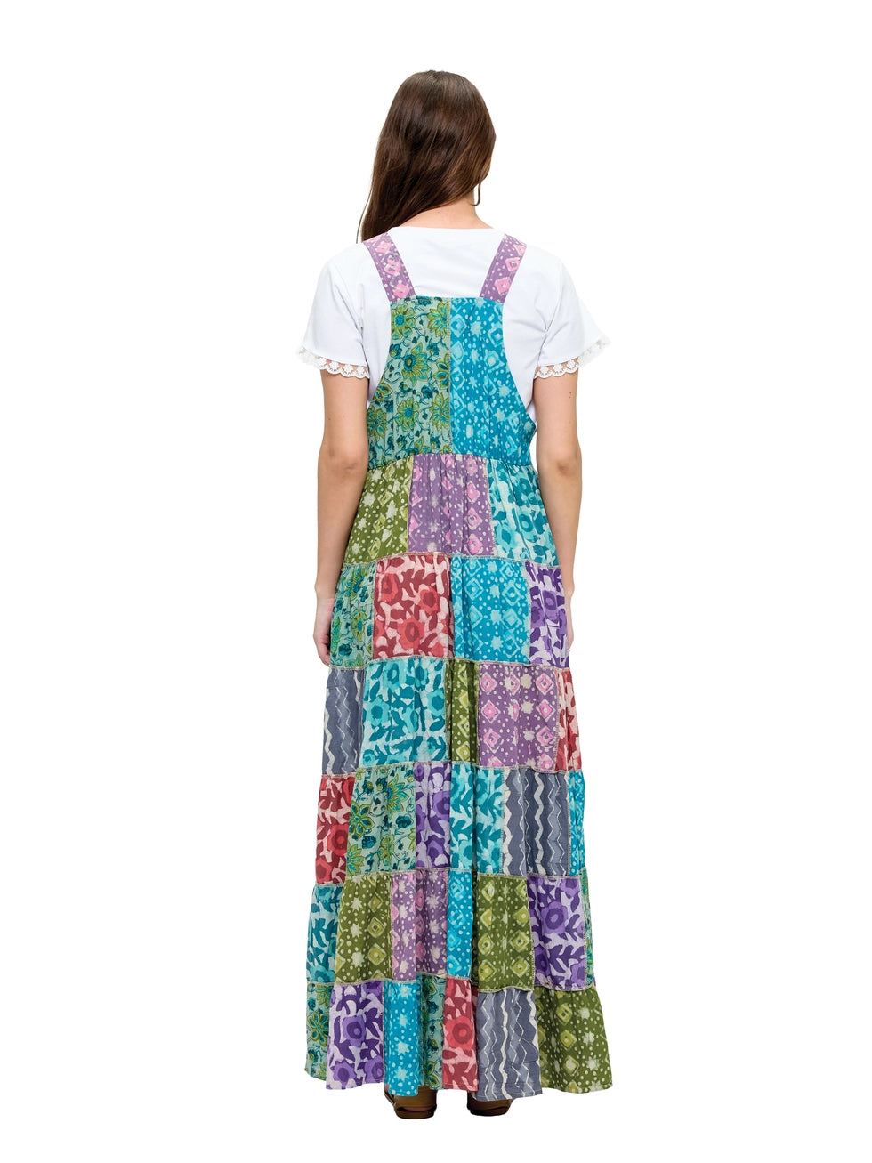 Boho Print Patchwork Overall Dress A304