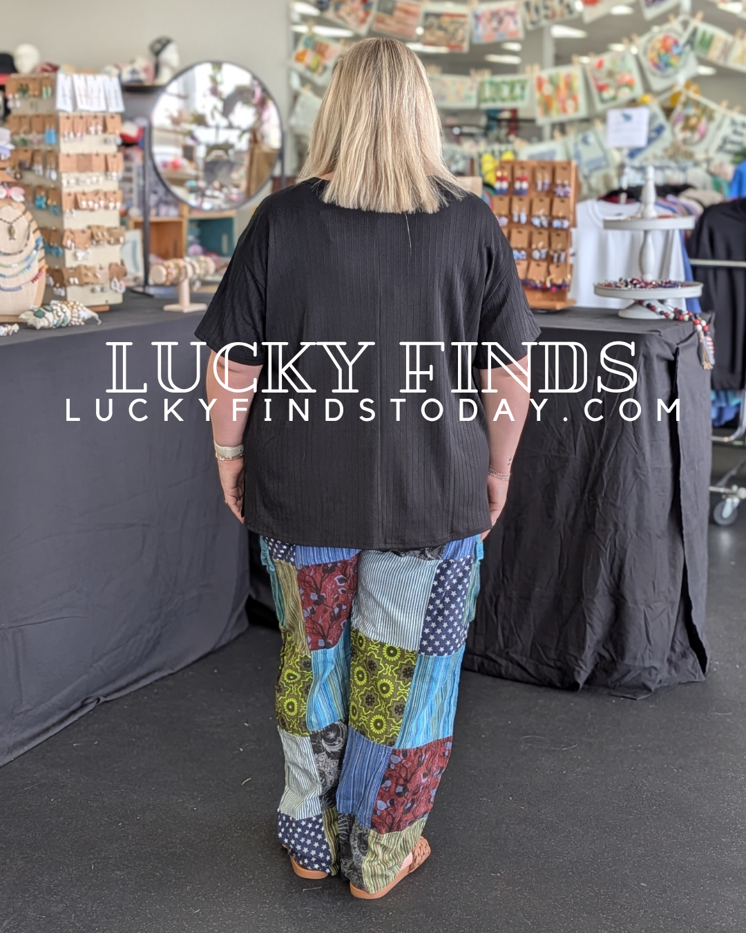 Moon & Star Patchwork Curvy Pants A320