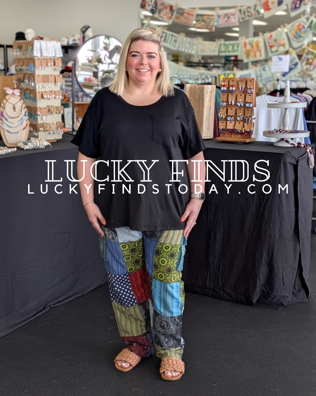 Moon & Star Patchwork Curvy Pants A320