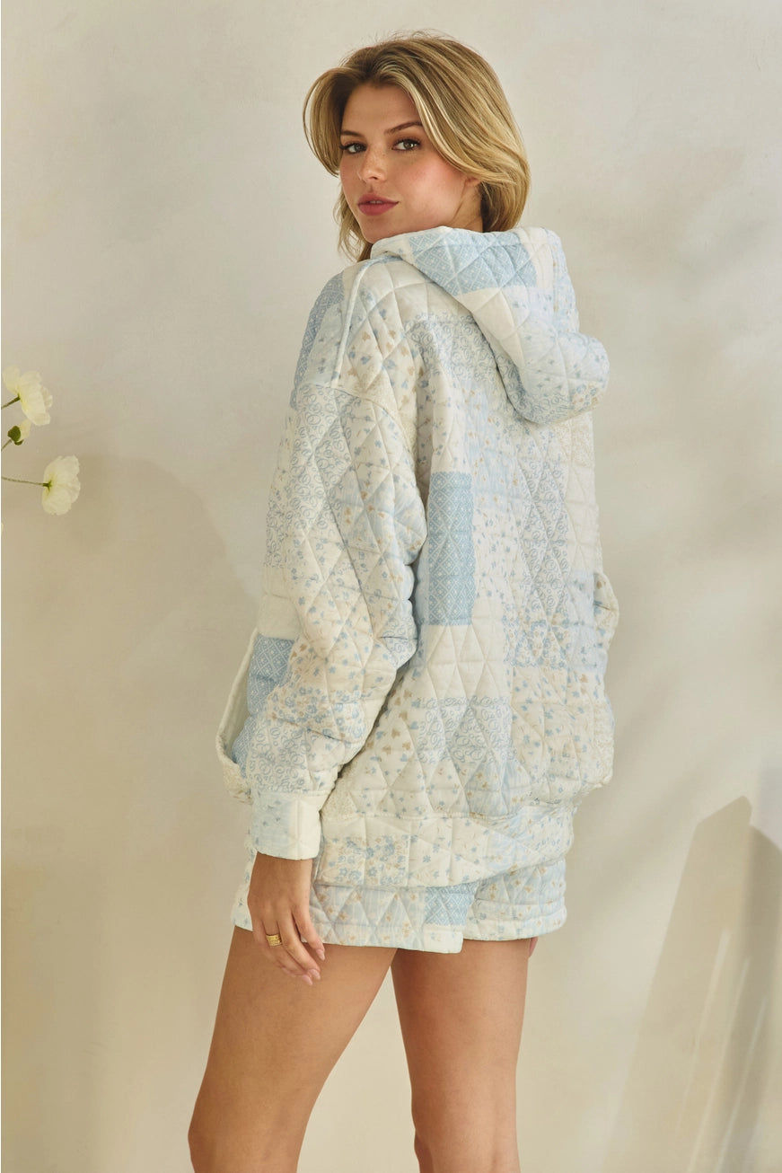 Rosy Smile Quilted Hoodie A339