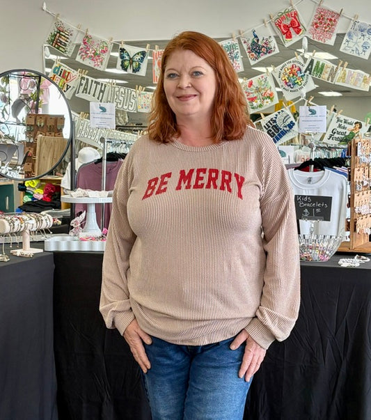 Be Merry Ribbed Top A341