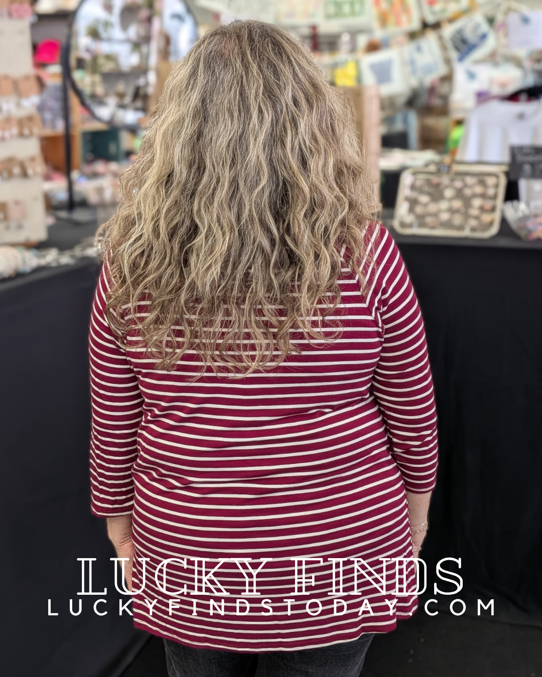 Casual Striped Print Top A345