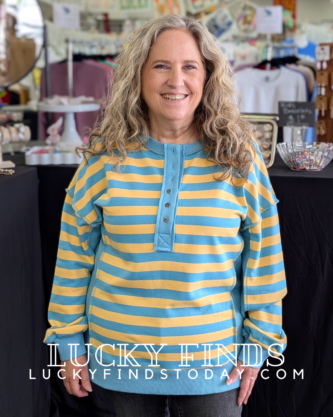 Casual Striped Henley Top A349