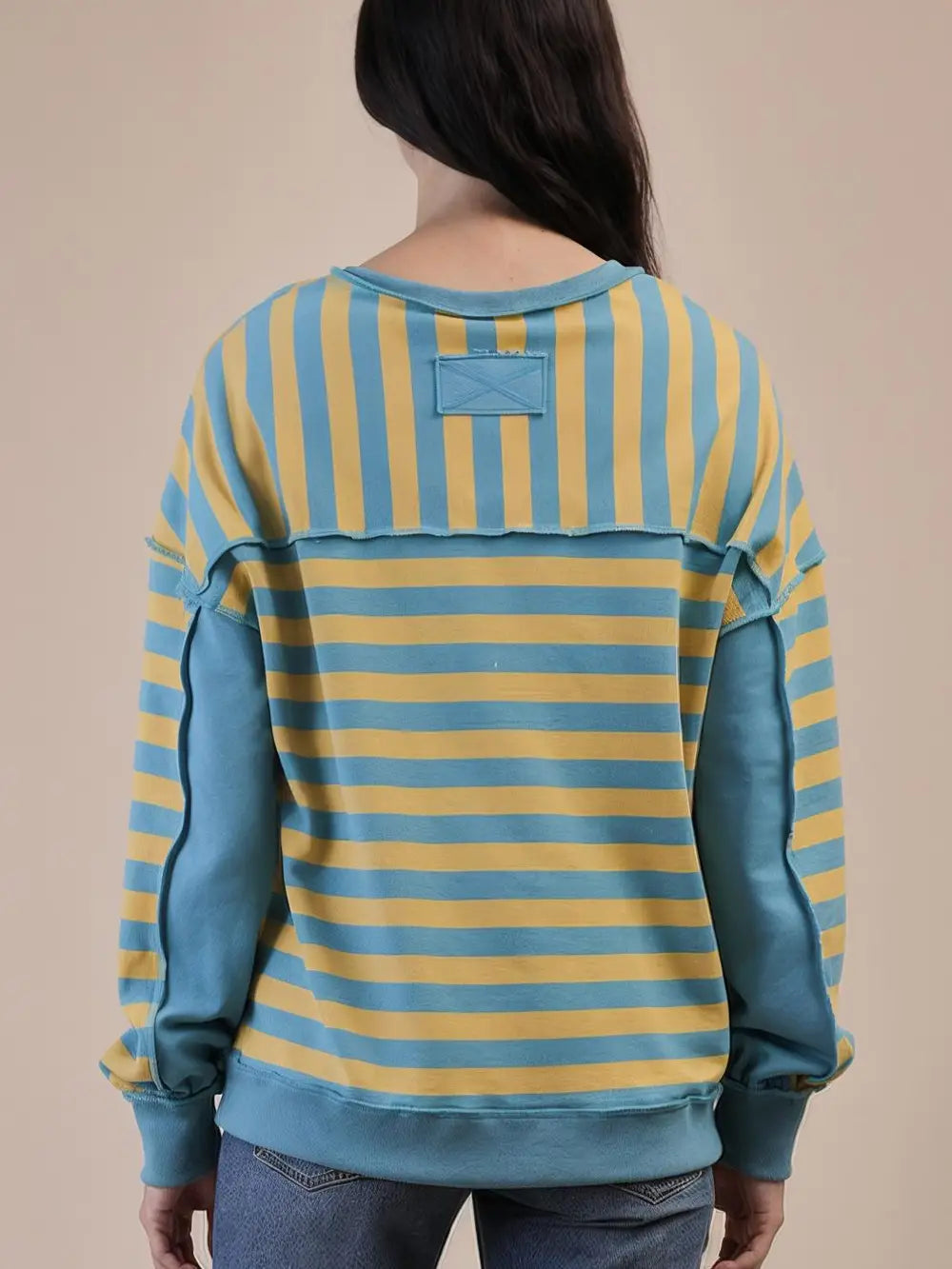 Casual Striped Henley Top A349