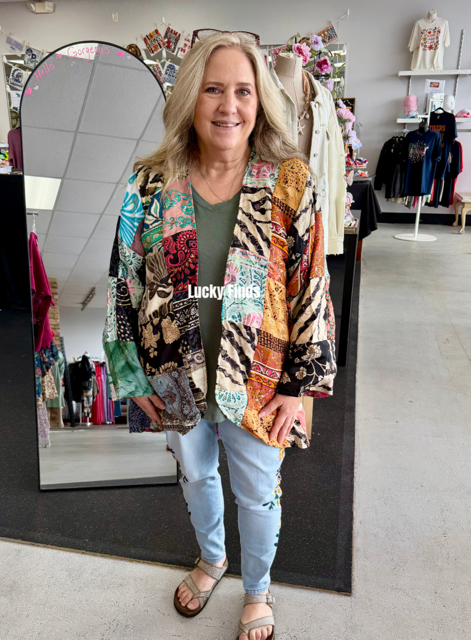 Vintage Patchwork Open Cardigan A352