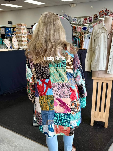 Vintage Patchwork Open Cardigan A352
