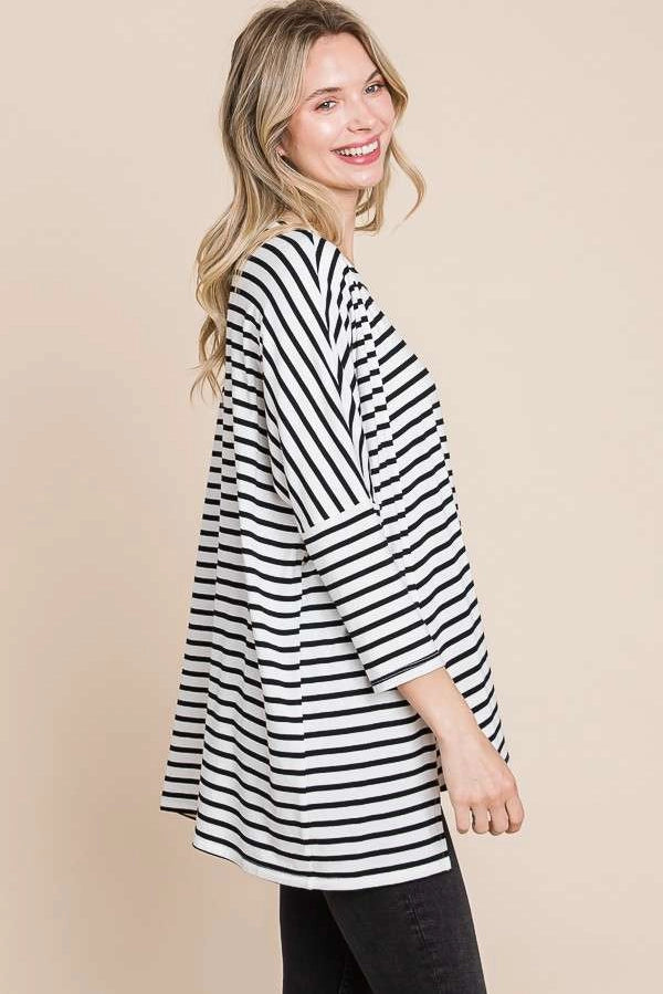 Casual Striped Oversized Top A354
