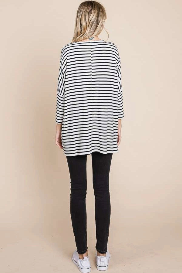 Casual Striped Oversized Top A354