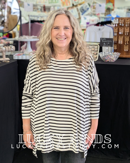 Casual Striped Oversized Top A354