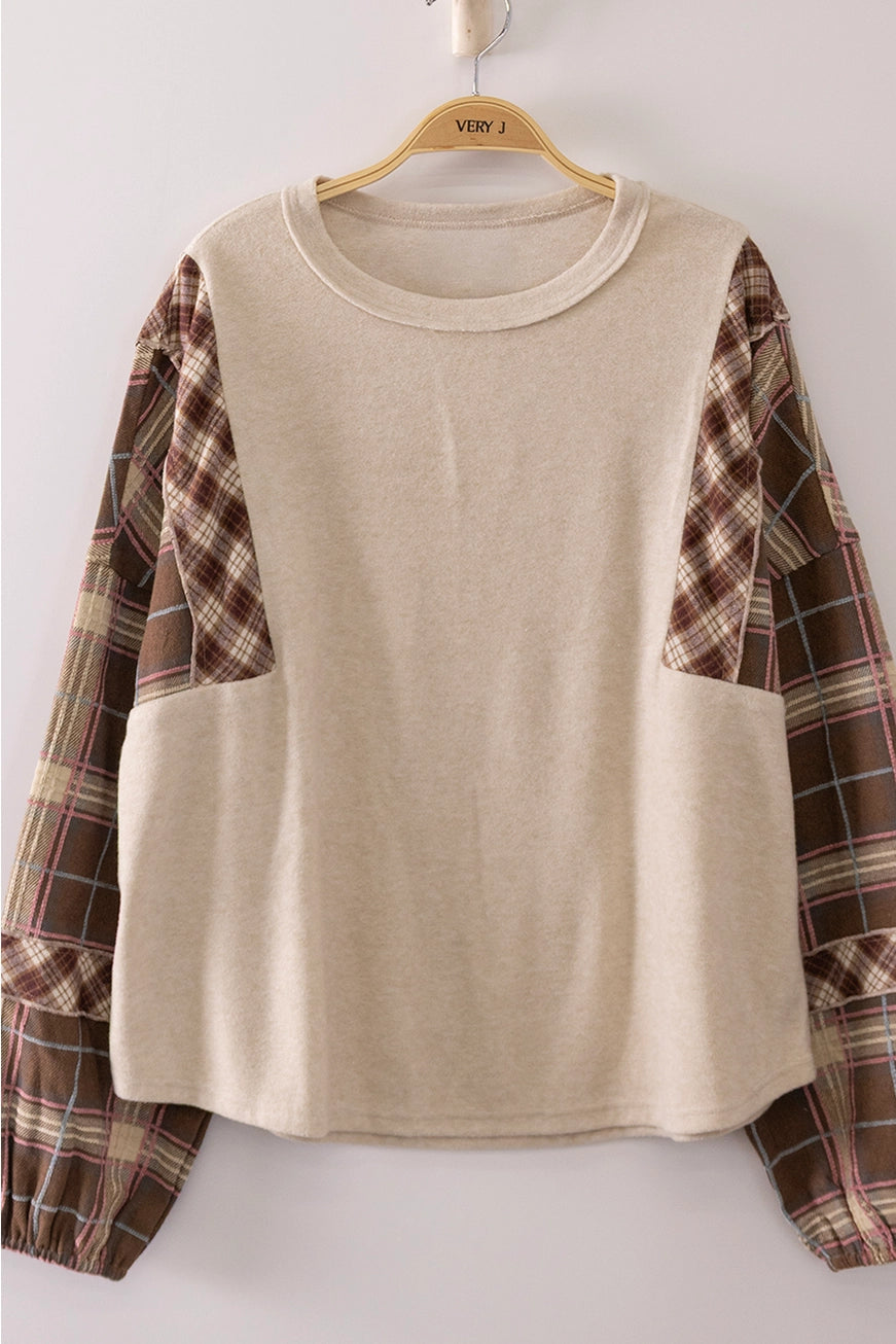 Contrast Plaid Curvy Top A360