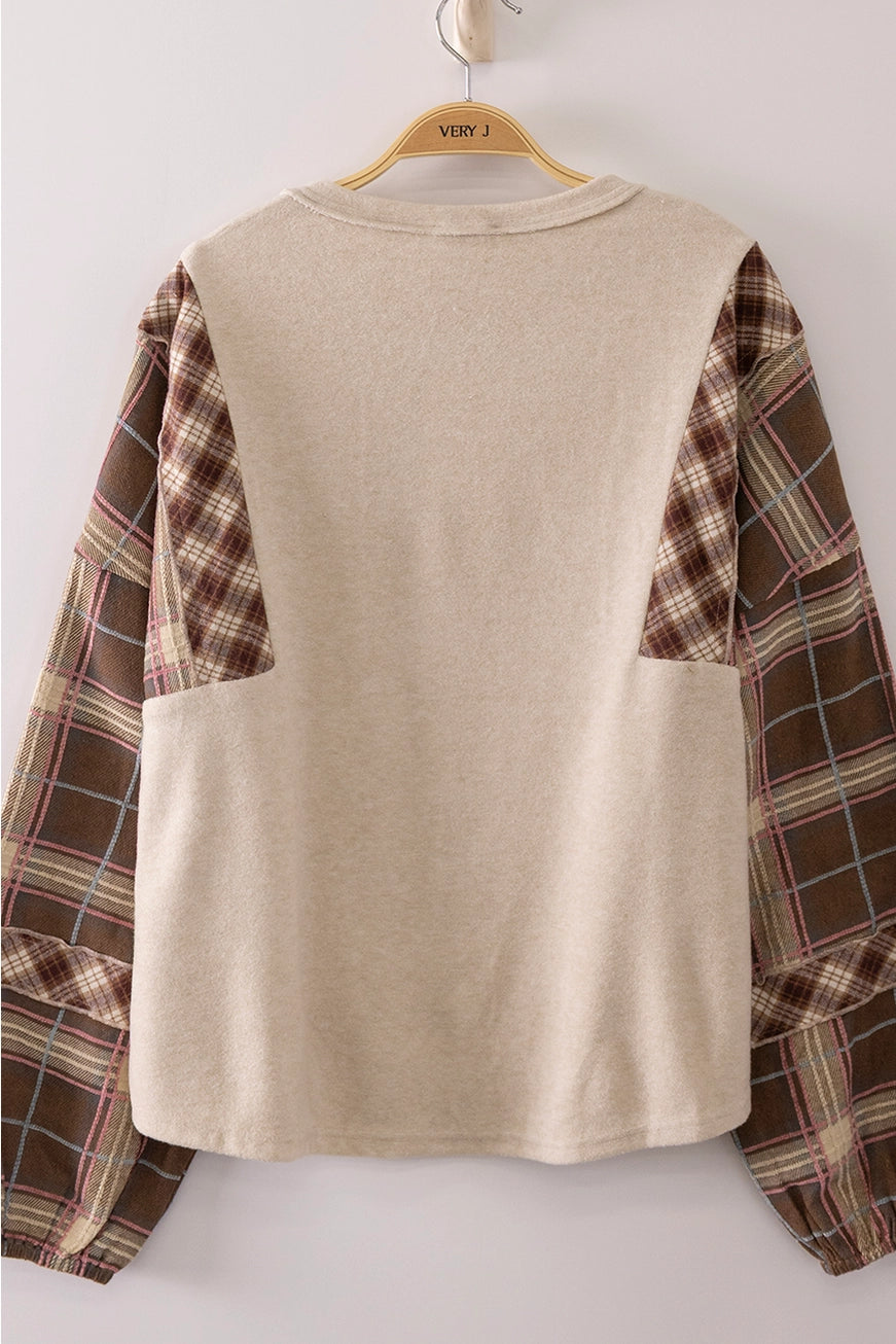 Contrast Plaid Curvy Top A360