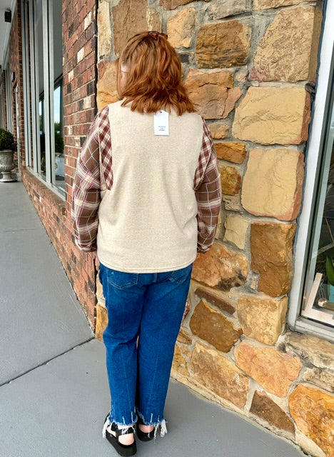 Contrast Plaid Curvy Top A360