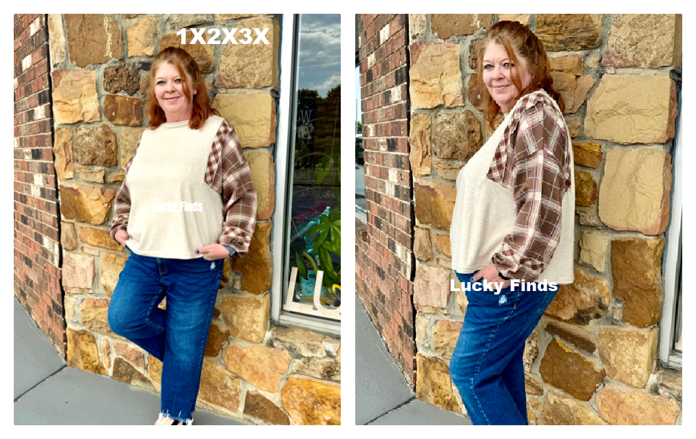 Contrast Plaid Curvy Top A360