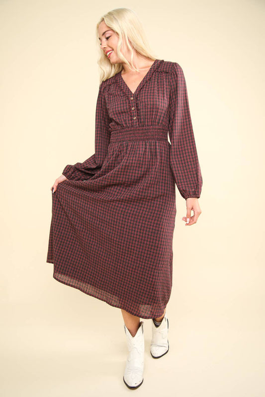 Sassy Plaid Midi Dress A377